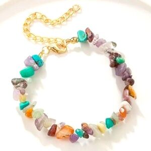 Natural Multicolor Gemstone Bracelet Adjustable
